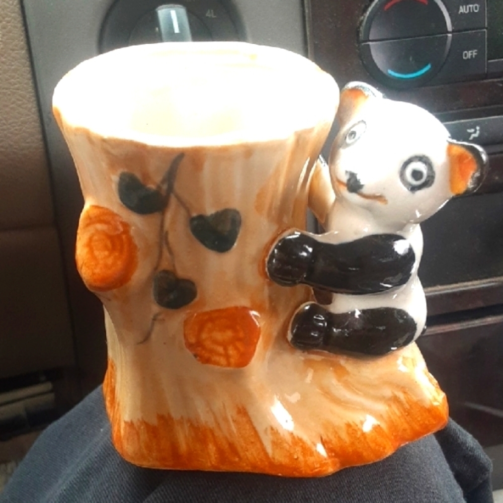 Panda Ceramic Sm. Vase with Tree Design Made In OCCUPIED Japan